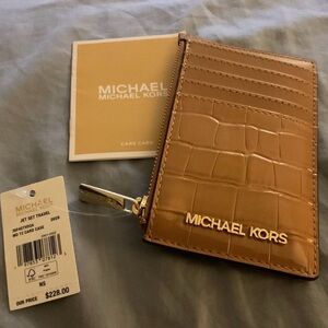 Michael Kors Jet Set Travel MD TZ Card Case | Croc Embossed Leather